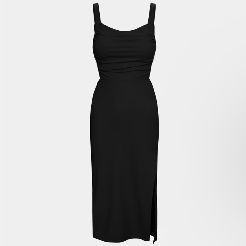 Halara ‘Ruched Lace Up Bodycon Midi Casual Dress’ New With Tags Size XS